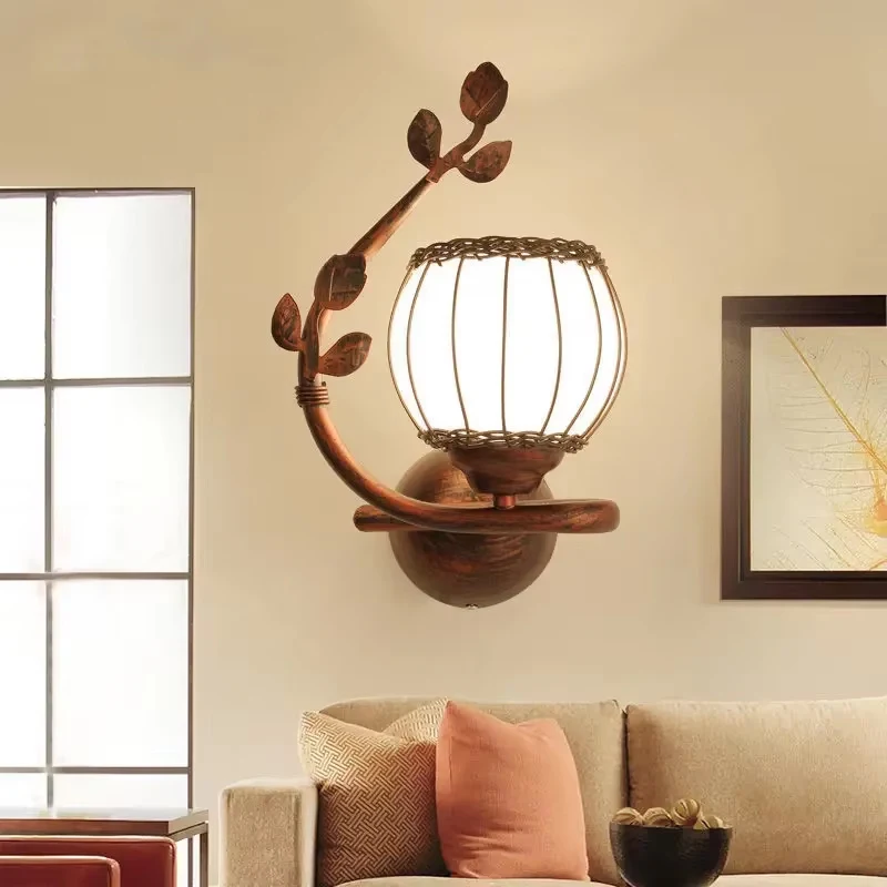 Simple Retro Living Room Study LED Wall Lamps Creative Nostalgic Corridor Aisle Iron Lighting Antique Bedroom Bedside Wall Light image 3