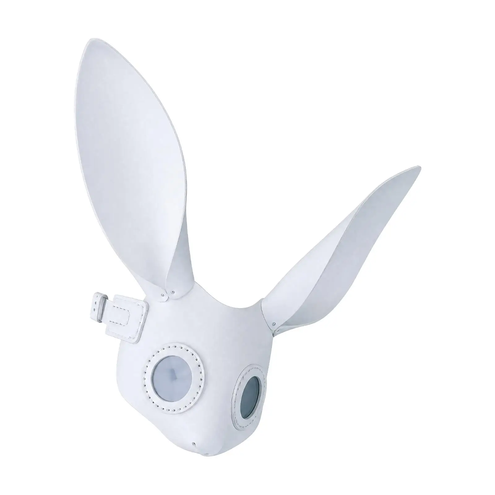 White Leather Rabbit Ear Headwear Mask for Cosplay Party Costume Accessory Prop