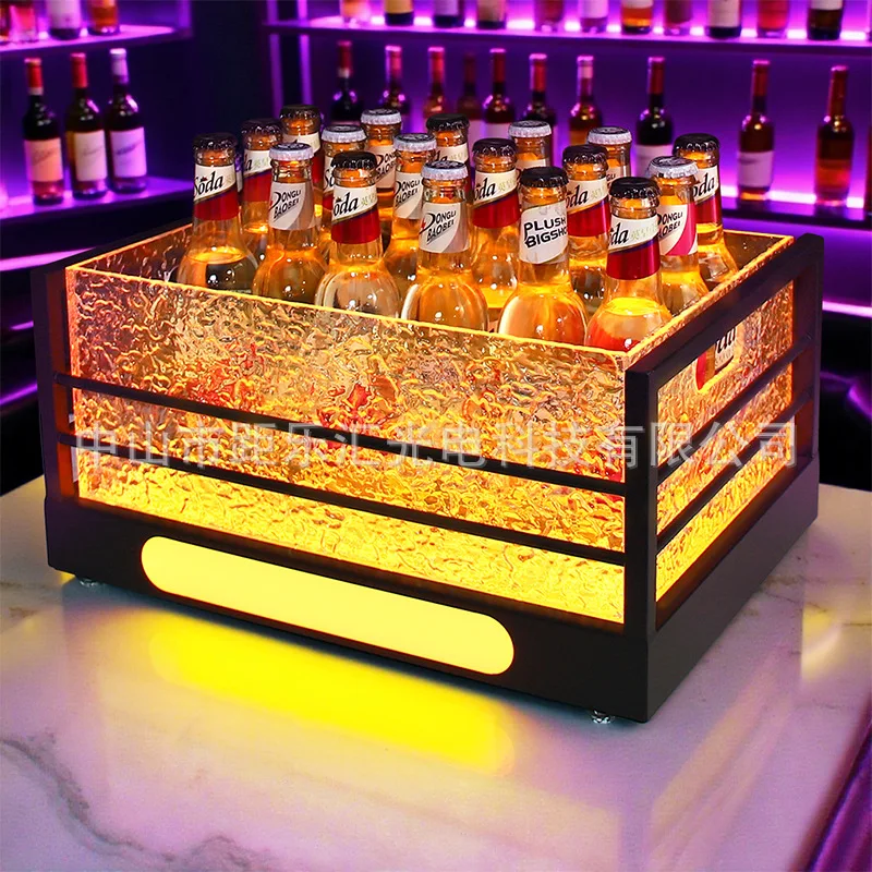 

Bar luminous wrought iron ice bucket ktv restaurant ice pattern champagne beer frame clear bar night ice bucket 24 pcs