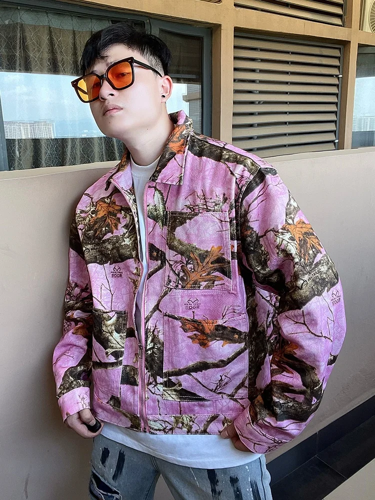 

ex American Retro Workwear Jaet Zipper Denim Print Loose Fit Long Sve Youthful ular Spring Autumn Winter Jaet