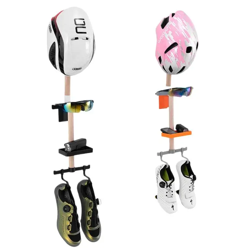 AliExpress NONE Bicycle Gear Rack 1 Set Wall Mounted Beech Wood Holder with Helmet Storage Space Saving Design for Home Garage