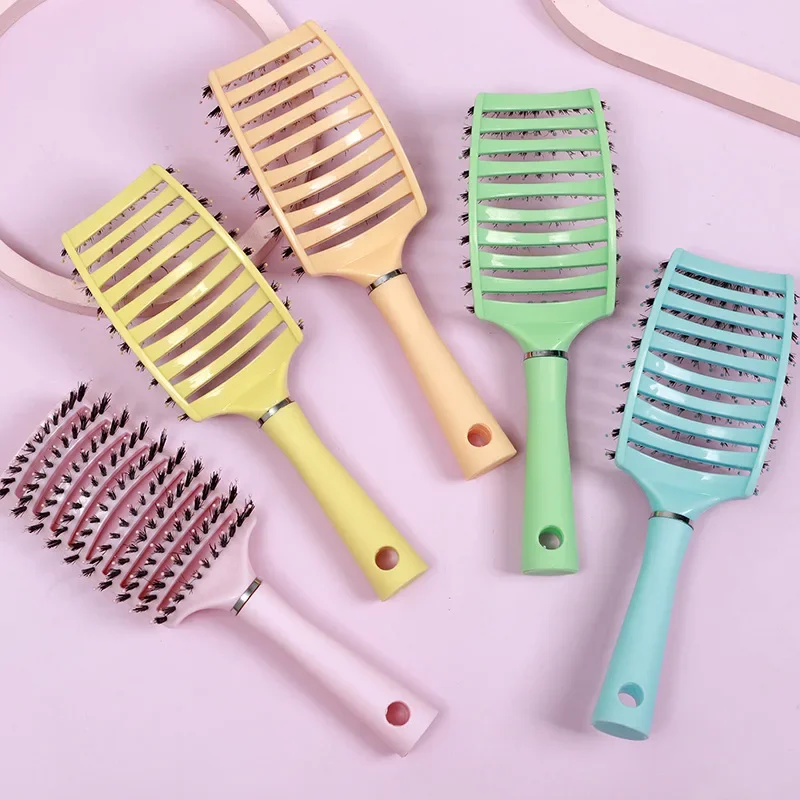 Women Wet Curly Detangle Hair Brush Hair Brush Scalp Massage Comb Hairbrush Bristle&Nylon Salon Hairdressing Styling Accessories