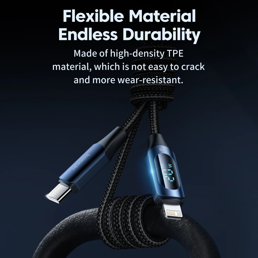 Toocki PD20W USB C Lightning Cable LED Digital Display Fast Charging Cable for iPhone 14 13 12 Pro Max 8 7 Type C to Lightning