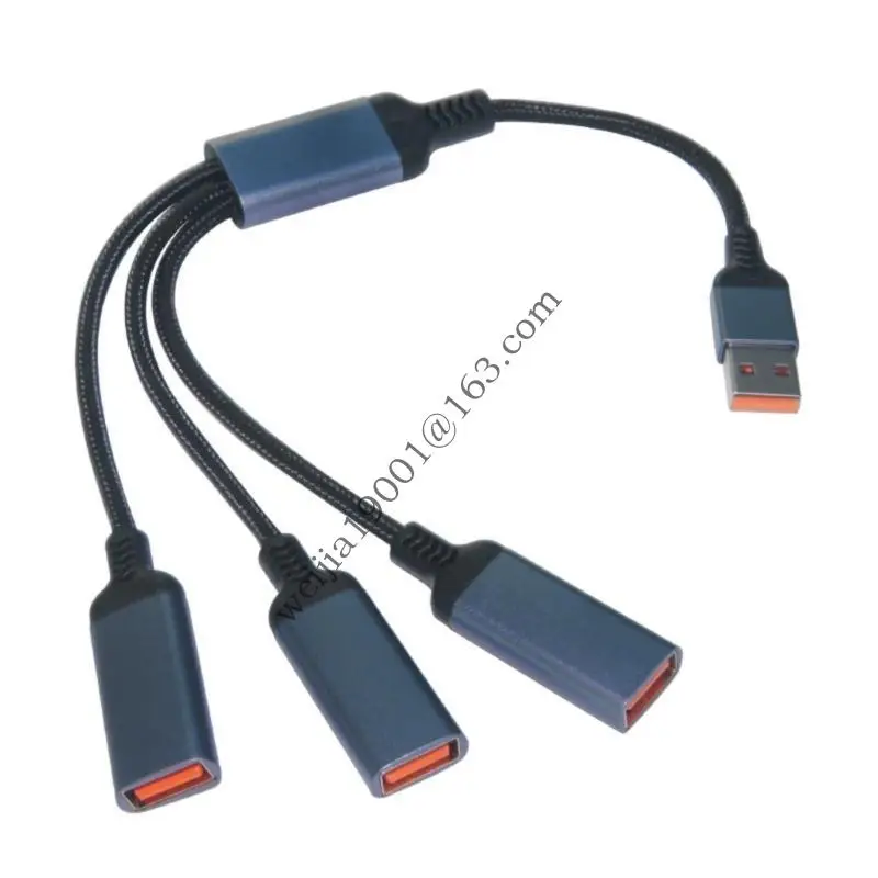 USB2.0 Multiport Splitter Cable 1 ذكر إلى 3 موسع للإناث للاتصالات المحسّنة وإدارة الأجهزة .H05A