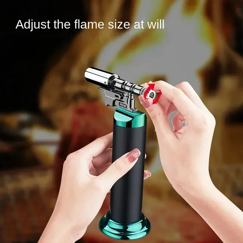 Windproof Torch Gas Lighter Powerful High Quality Outdoor Camping Kitchen for Adjustable Butane Refillable Metal Welding Gun