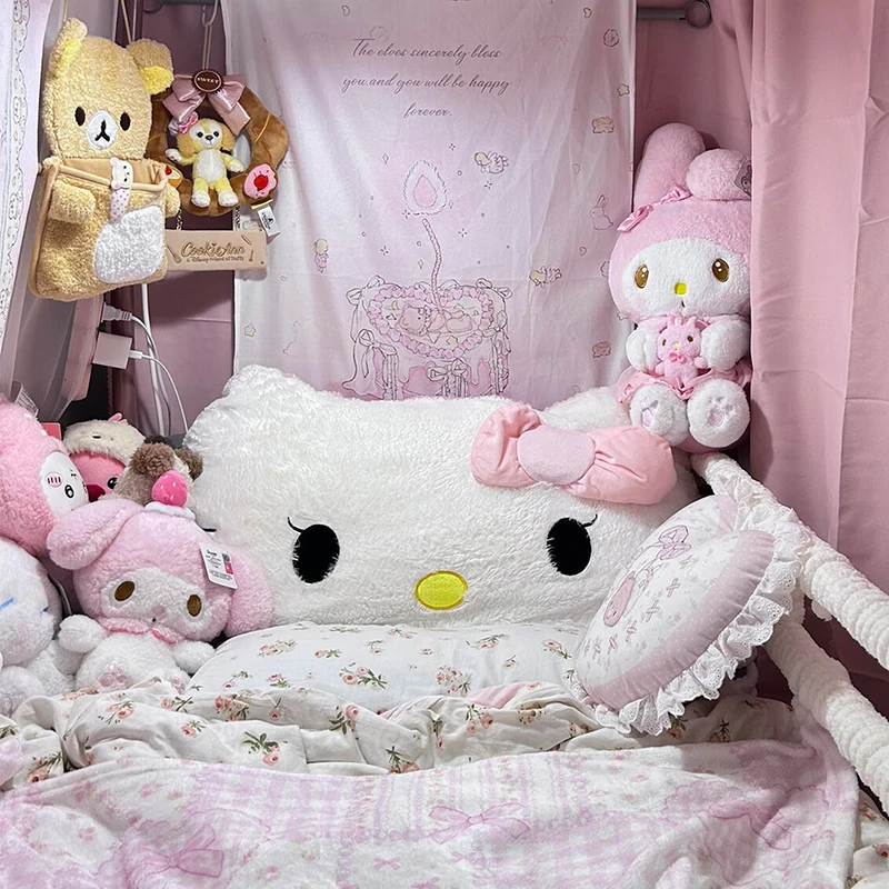 

Большой размер Sanrio Cuddly Hello Kitty Подушка для спины Мягкая мультяшная подушка Диван-кровать Эркер Домашний декор Подушка для объятий Плюшевые рождественский подарок