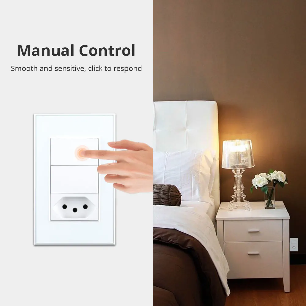 Zemismart Zigbee Brasil Tường Chuyển Ổ Cắm Tuya Thông Minh 10A Tomada Alexa Google Home Điều Khiển Giọng Nói Brasil Ổ Cắm Đèn
