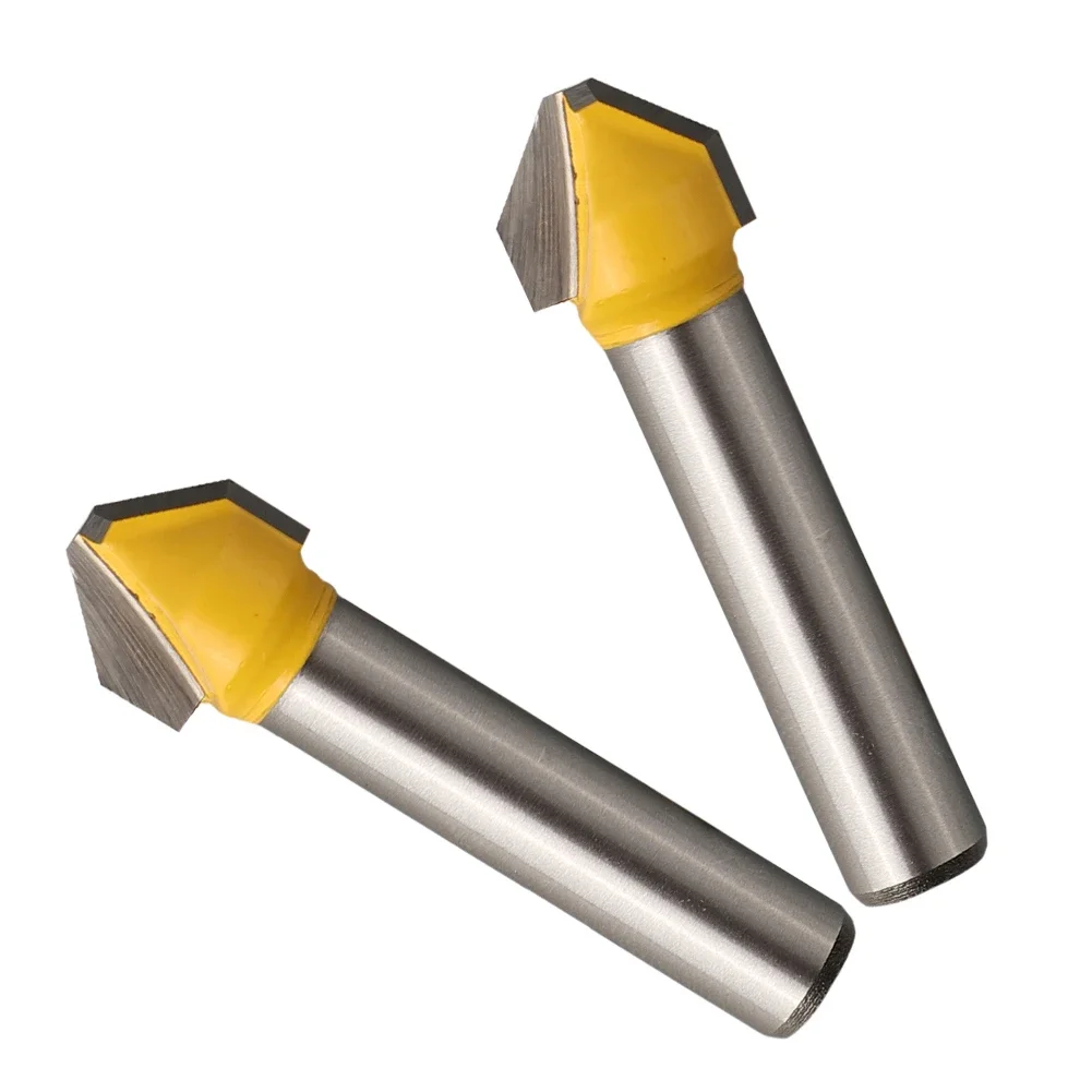 Mata Router berbentuk V 108/135 derajat, batang 8mm, pemotong penggilingan ukiran untuk alat listrik Talang ukiran PVC MDF akrilik
