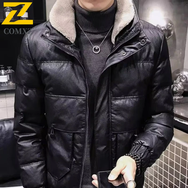 

2025 New Winter Jacket Men Vintage Casual Quilted Coat Hooded Fake Two Piece Scratch Resistant Fashion​ Windproof Jacket ​