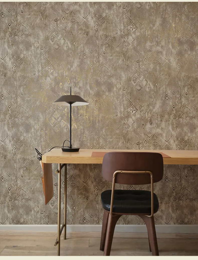 Retro American Wallpaper Hot Stamping Mottled Non-woven Dark Patterned Grid Wallpaper Bedroom Living Room Wallcovering