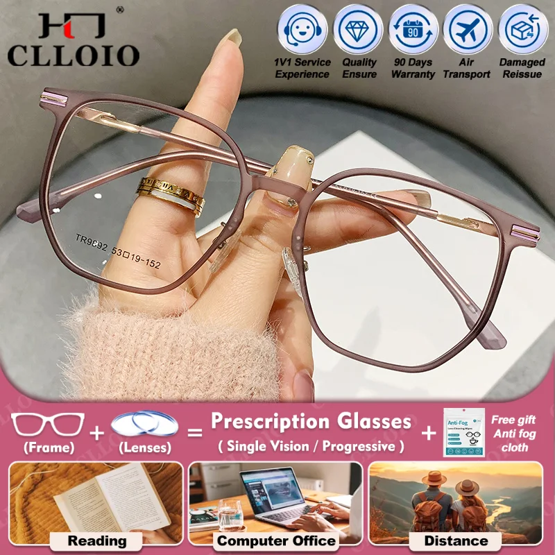 

CLLOIO Versatile Full Rim Frame Women Myopia Prescription Computer Glasses Ultralight Anti Blue Ray Photochromic Optical Eyeware