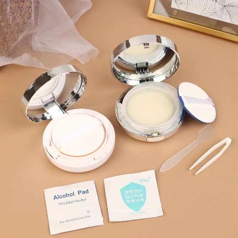 ตลับพัฟแบบมีลมขนาด 15 มล. กล่องเครื่องสำอางพกพาพร้อมฟองน้ำแต่งหน้าและกระจก สำหรับบีบีครีมและรองพื้น