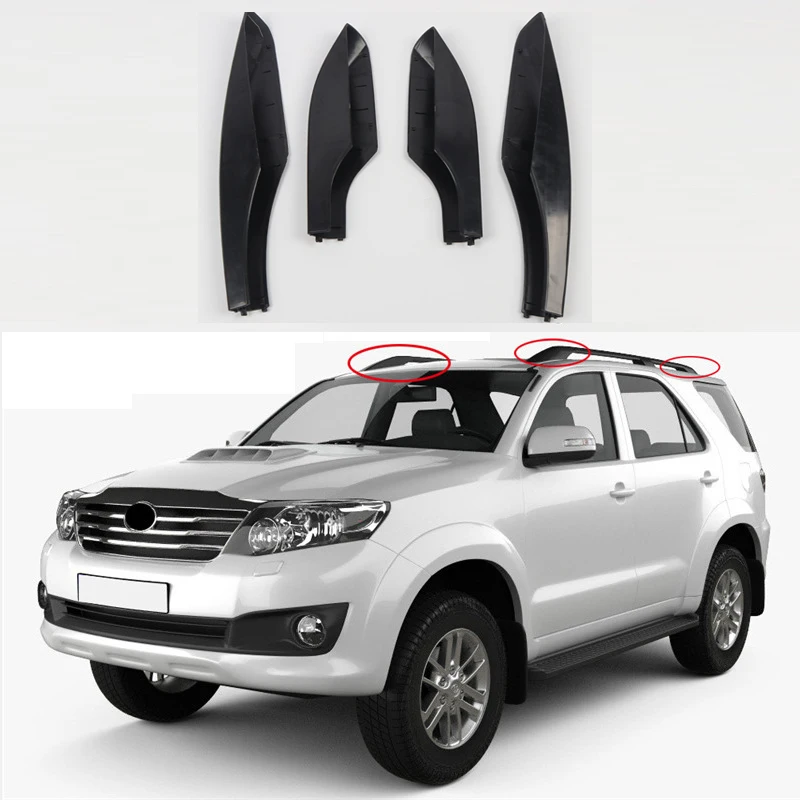 

For Toyota Fortuner Hilux AN50 AN60 SW4 2004-2013 2014 2015 Replace Roof Rack Bar Rail End Cover Shell Cap 4Pcs Car Accessories