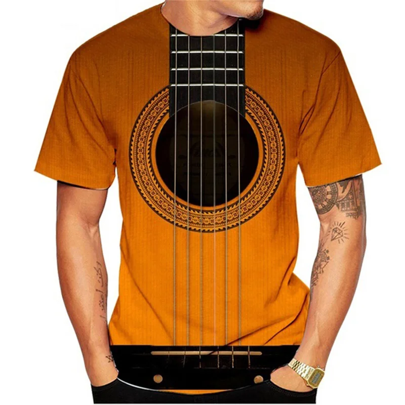 Music Guitar 3D Print Tshirt Summer Men Women Unisex O-Neck T-shirt Casual Short Sleeve Tees Oversized T Shirts Fashion Clothing