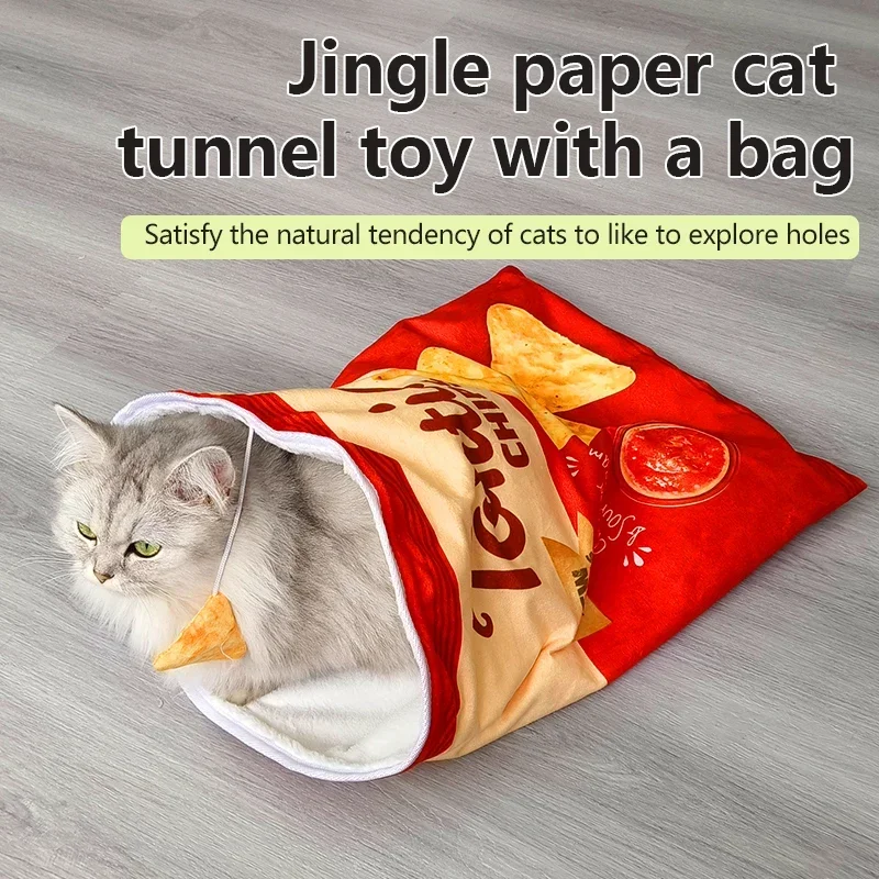 6 Gourmet Pattern Designs Cat Tunnel Toy, Collapsible Interactive Cat Drill Bag Pet Toy With Plush Ball, Cat Tunnel Bag