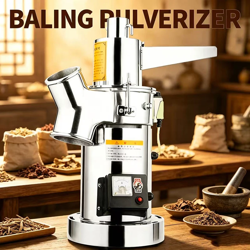 Electric Stainless Steel Powder Crusher Grinder with Motor for Herb/Coffee/Salt/Grain/Spice Millin Processing Machinery