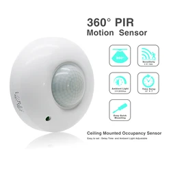 Sensky 360 Degree Ceiling Mount Occupancy Sensor, 110-240V PIR Motion Sensor Switch, High Sensitive Movement Light Switch