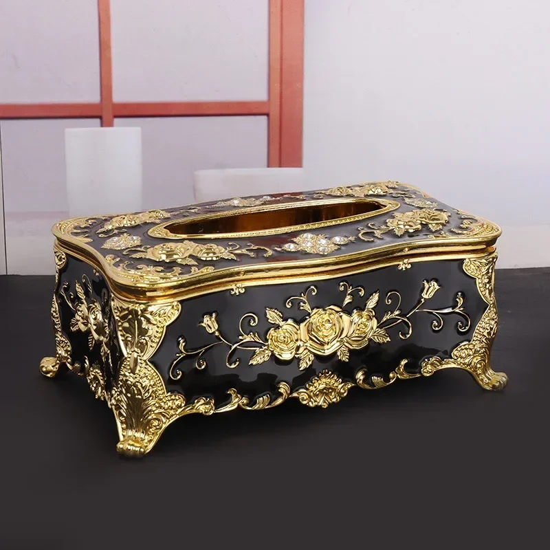 Romantic Flower Rose Figure Enamel Napkin Holder Wedding Luxury Tissue Box Decorative Container Acrylic Napkin Holder Household