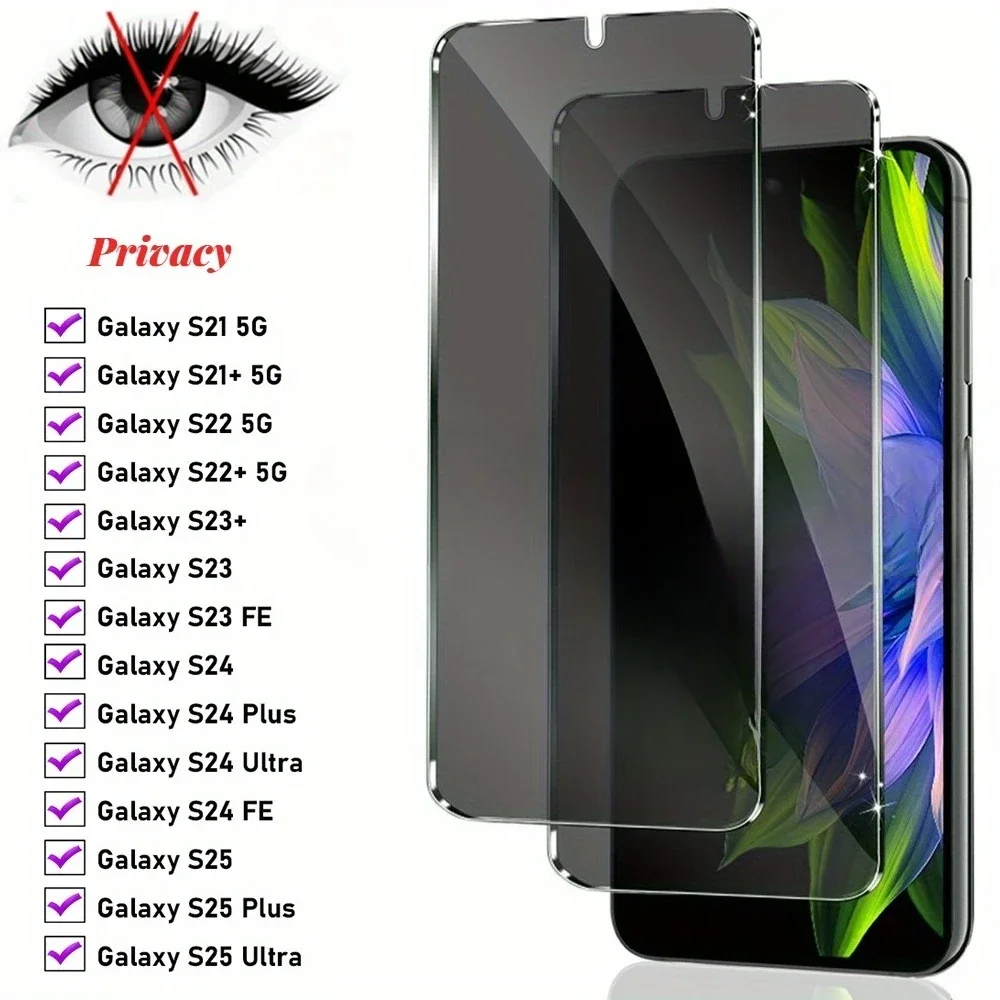 2 Stück Anti-Spy Displayschutzfolie für Samsung Galaxy S24 S25 Ultra S22 S23 Plus S23 S21 FE S25 Edge Full Cover gehärtetes Glas Film