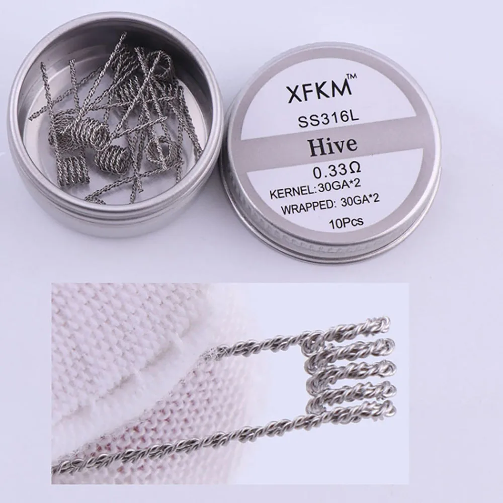 XFKM 10pcs/lot 316 Flat twisted wire Fused clapton Hive wires Alien Mix twisted Quad Tiger coils Heating Resistance Mtl coil