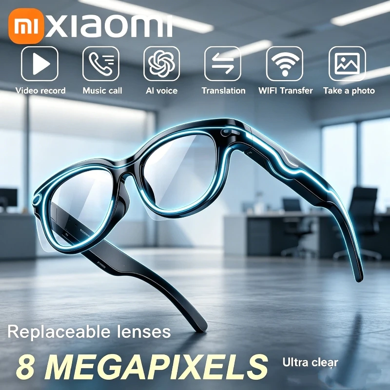 Lunettes intelligentes Xiaomi 8KHD avec caméra et lumière LED, traduction IA, pour réunions, enregistrement vidéo, lunettes de soleil pour sports de plein air, nouvelle version 2026