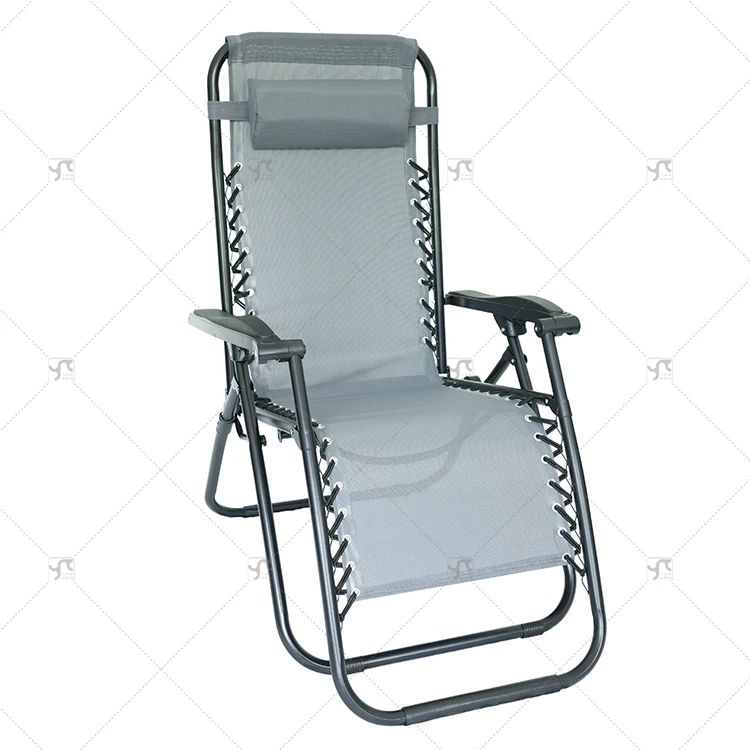 Outdoor Portable Garden Chaise Sun Lounger Beach Chair Furniture Adjustable Zero Gravity Folding Recliner Chair with Pillowpromo