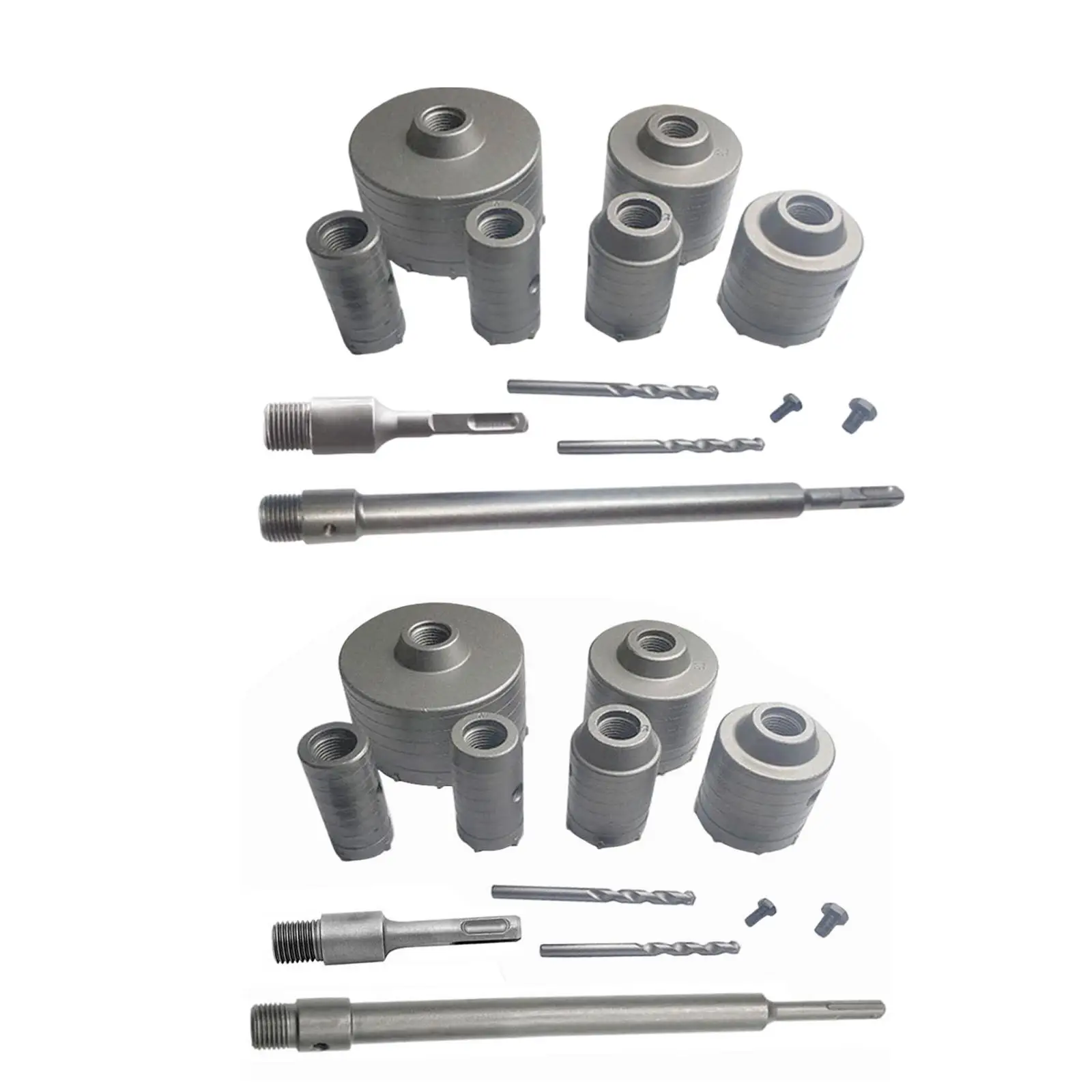 10 Pieces Concrete Hole Saw Kit Removable Rotary Hammers Connection Hole Cutter 110 350mm Extension Shank Drill Bit Adaptor Kit