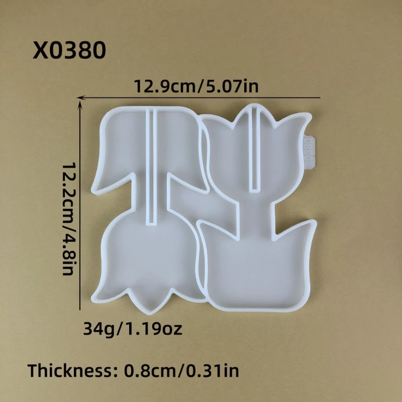 Molde adorno, molde silicona Flexible para decoración oficina, tulipanes en forma flor, moldes para hacer adornos