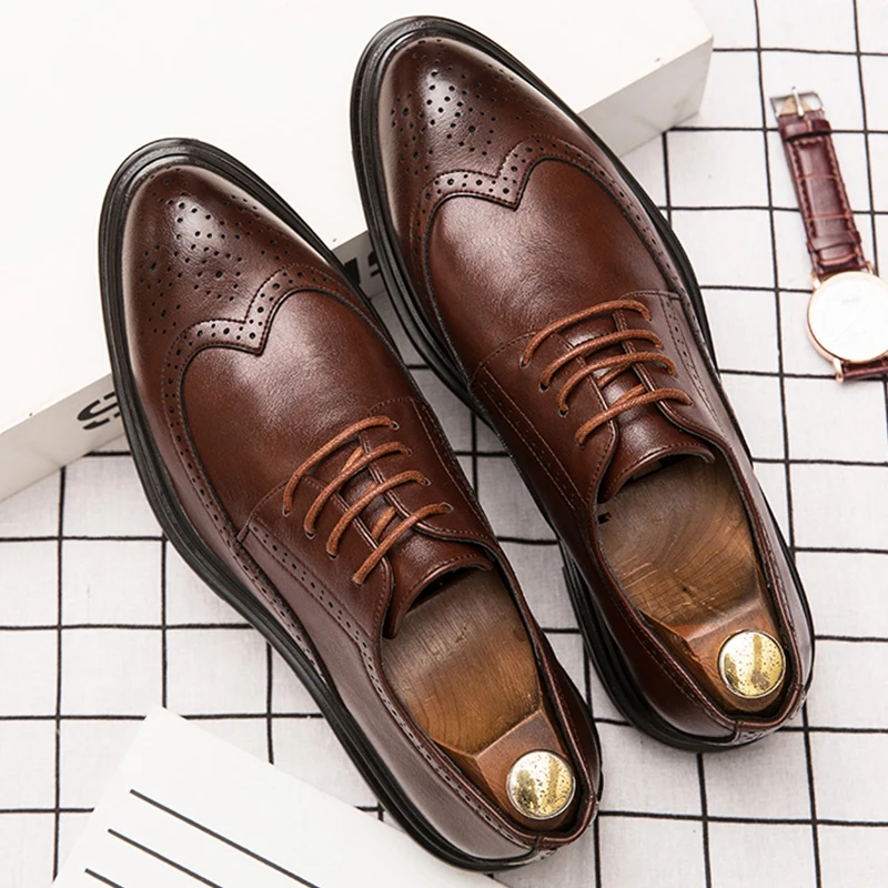 

High Quality Brogues Leather Shoes Men Classic Men's Dress Shoes Formal Office Wedding Shoes For Men Casual Business Shoes
