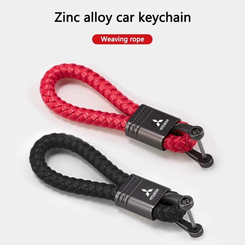 New Car Braided Rope Keychain Metal Key Ring Accessories For Mitsubishi Ralliart Lancer EX Outlander ASX Competition Outlander
