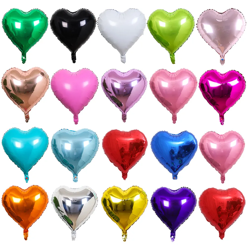 5-50pcs 18inch Solid Color Love Heart Aluminum Foil Balloon Birthday Party Valentine's Day Wedding Decor Baby Shower Supplies
