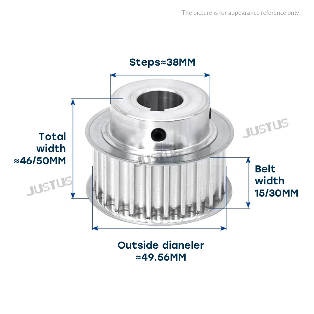 Imagem -02 - Polia Síncrona Furo 20t 830 mm Passo dos Dentes mm Largura do Entalhe 27 32 42 mm 25 30 40 mm m Correia Dentada Htd8 m