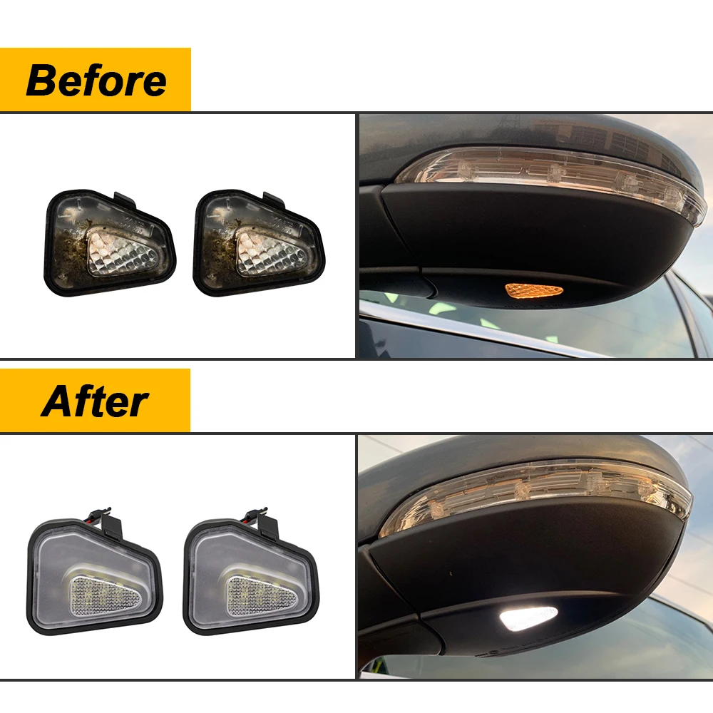 Lumières LED sous le miroir pour VW Passat B7 CC, lampe de bienvenue pour VW Jetta, contraste, rocco, EOS, CÔTÉ cinelle, 2 pièces