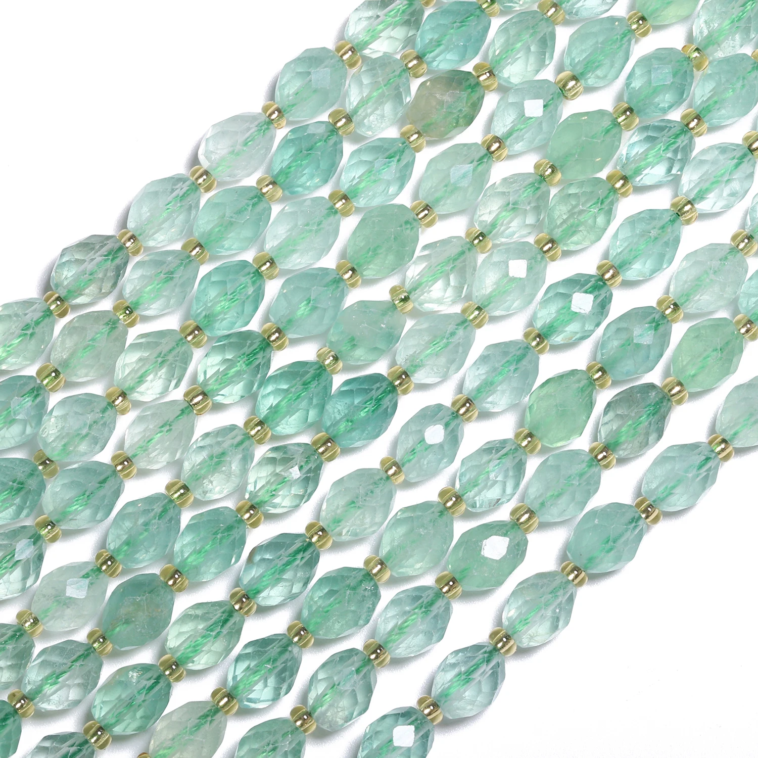 8x6mm AAA Faceted Oval Green Fluorite Quartz Beads Natural Stone Rice Shape Spacer Beads For Jewelry Making DIY Charms Bracelets