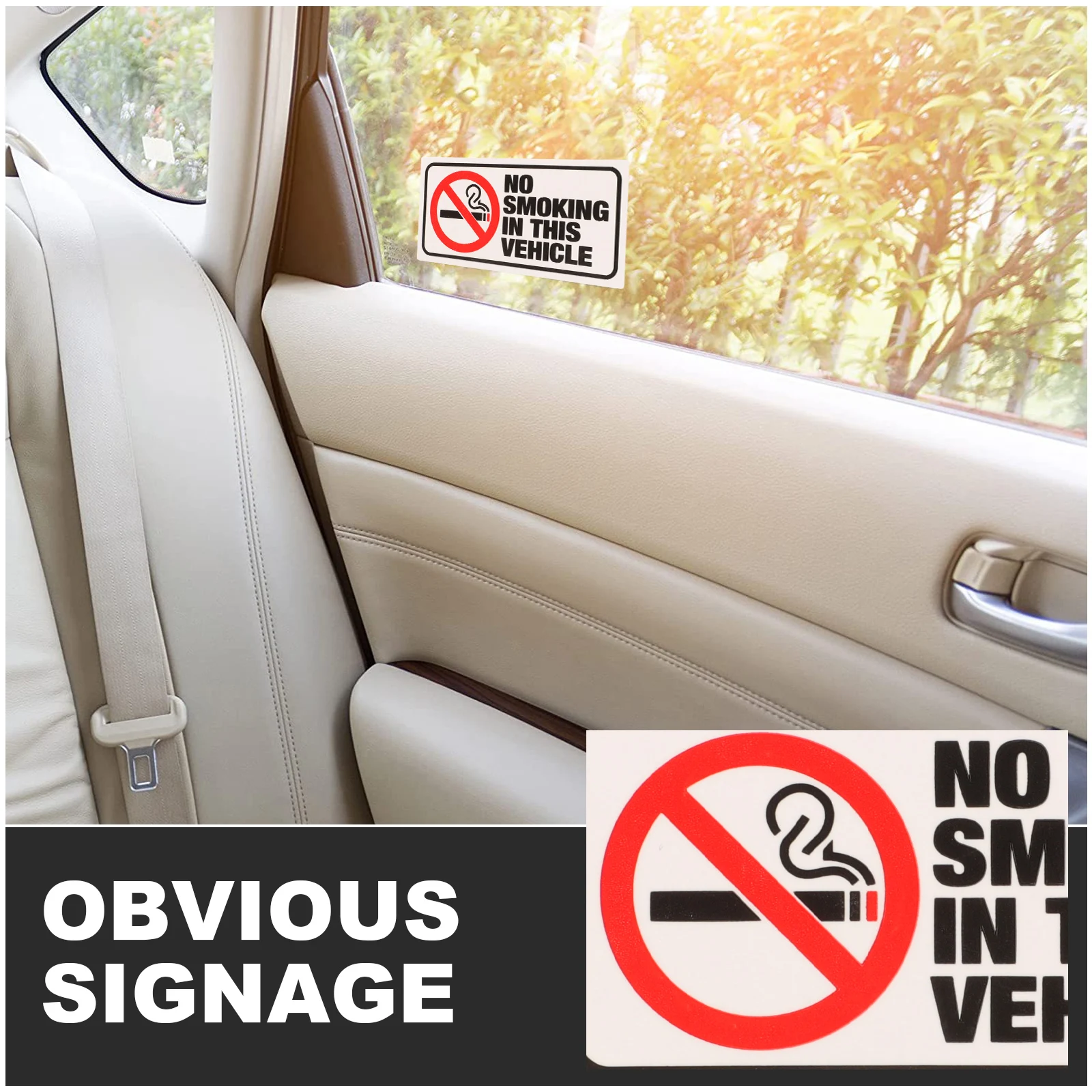 

6 pcs No Smoking In This Vehicle Sticker Self Adhesive Warning Sign For Car Easy Apply Long Lasting Visible Reminder