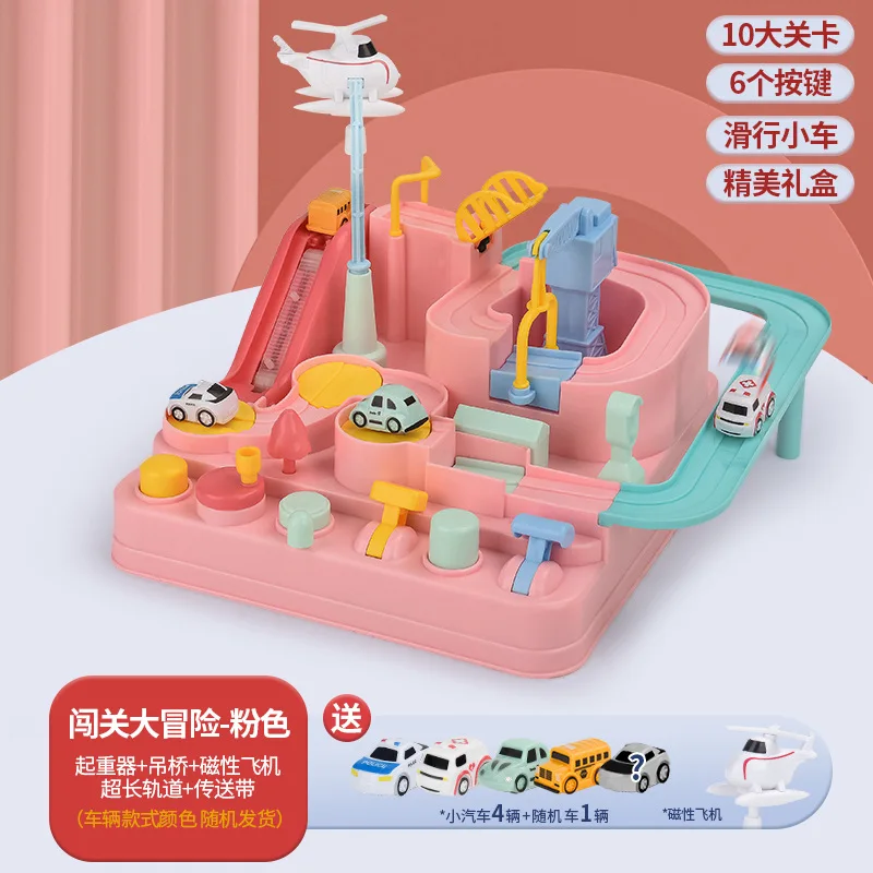 City Rescue Cartoon Car Race Track Big Adventure Puzzle Rail Coasting Magnetic Slot Toys Kids festival birthday Kid gift Toy