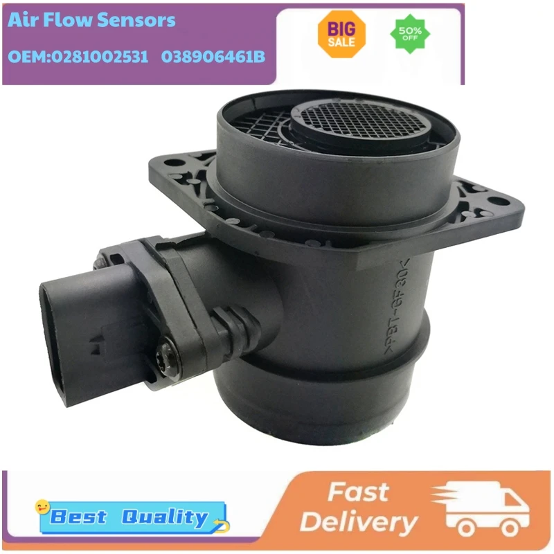 

0 281 002 531 0281002531 038906461B Mass Air Flow Sensors for VW Multivan New Beetle Passat Variant Touran Transporter 1.9 TDI