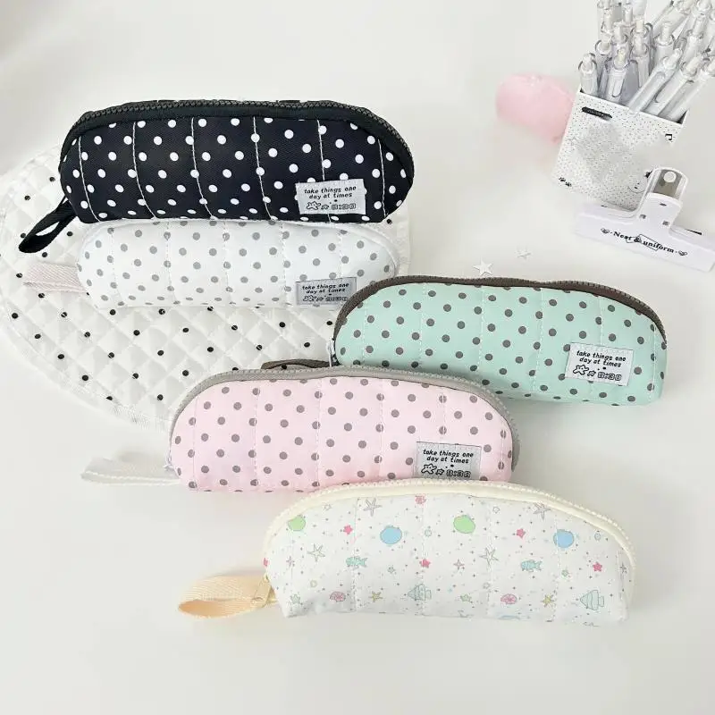 1/4pcs Korean Style Polka Dot Pencil Case Shell Shape Multi-function Storage Bag Large-capacity Stationery Pouch School Supplies