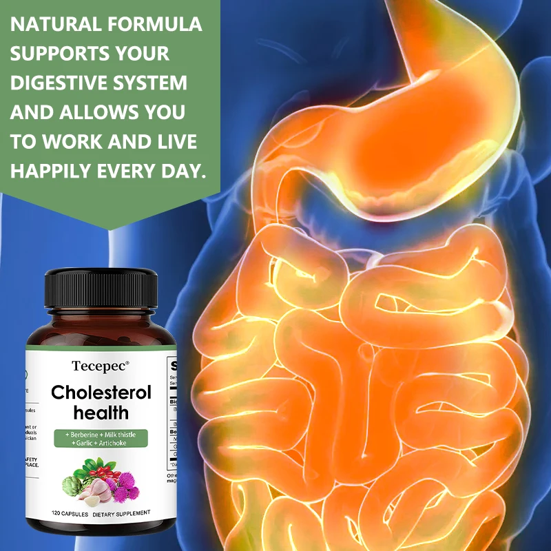 مكمل الكوليسترول - يحتوي على البربرين + شوك الحليب + الثوم للحفاظ على صحة القلب والأوعية الدموية والقلب وتعزيز المناعة