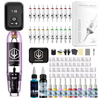 Tattoo Kit POSEIDON Wireless Tattoo Pen Kit For Permanent Makeup Tattoo Machine Kit High Power Tattoo Power Supply Tattoo Gun Ki