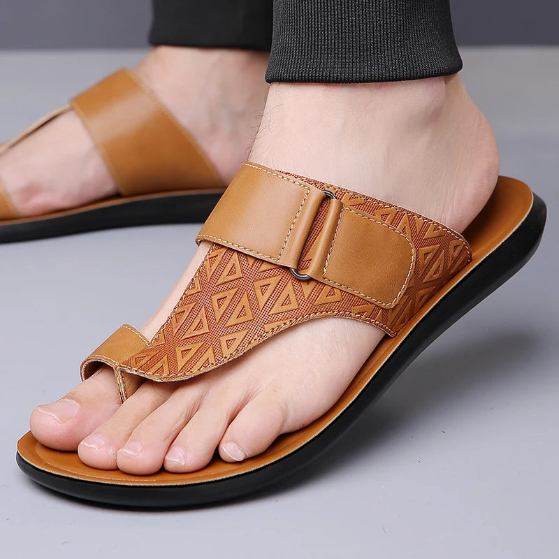 Herren Sommer-Sandalen Atmungsaktive Modische Einfache Zehenfreie Weiche Flache Strandschuhe Bequeme Klassische Pantoffeln-2502 – Detail 9