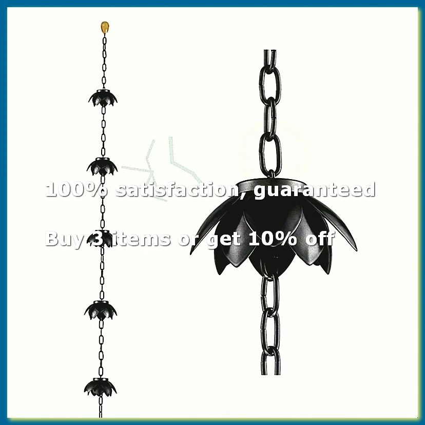 ●Rain Chain, Lotus Rain Catcher Chain for Gutters Outside , Rain Chain Cups to Replace Gutter Downspout, Divert Water