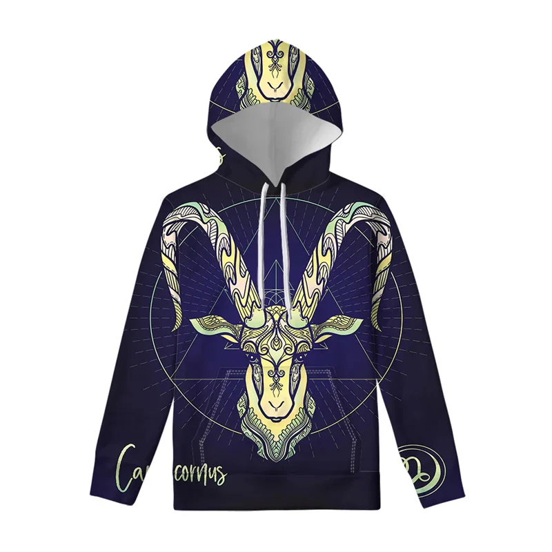 

Fashion Capricorn Pattern Hoodies Trend Casual Long Sleeve 3D Printed Hoodie Mens Womens Clothing Born Between Dec 22 And Jan 19