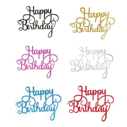 10pcs Glitter Frosted Reflective Pattern Happy Birthday One-Piece Letter Cake Flag Birthday Party Cake Decoration