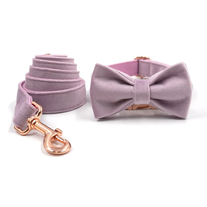 Personalized Dog Harness Collar Name Customized Velvet Collar Bow Leash for Small Medium Large Dogs Poop Bag Dispenser Pouch