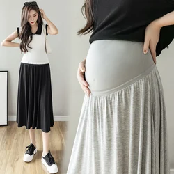 2322# Summer Thin Soft Modal Maternity Skirts Elastic Waist Belly Loose Full-Skirted Bottoms For Pregnant Women Pregnancy Casual