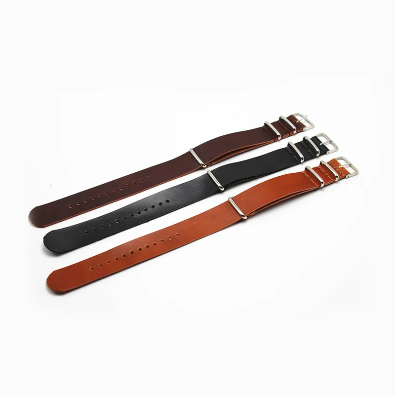 18mm 20mm 22mm 24mm Watch Band Zulu PU Leather Straps Black Brown Watchbands For Women Men Watch Strap Watch Accessories