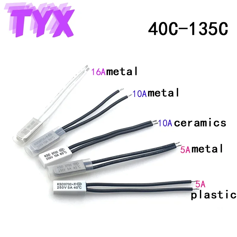 5PCS Thermostat KSD9700 40C-240C 45C 50C 55C 60C 65C Welding Machine Temperature Switch Overheat Protector Celsius Temperature