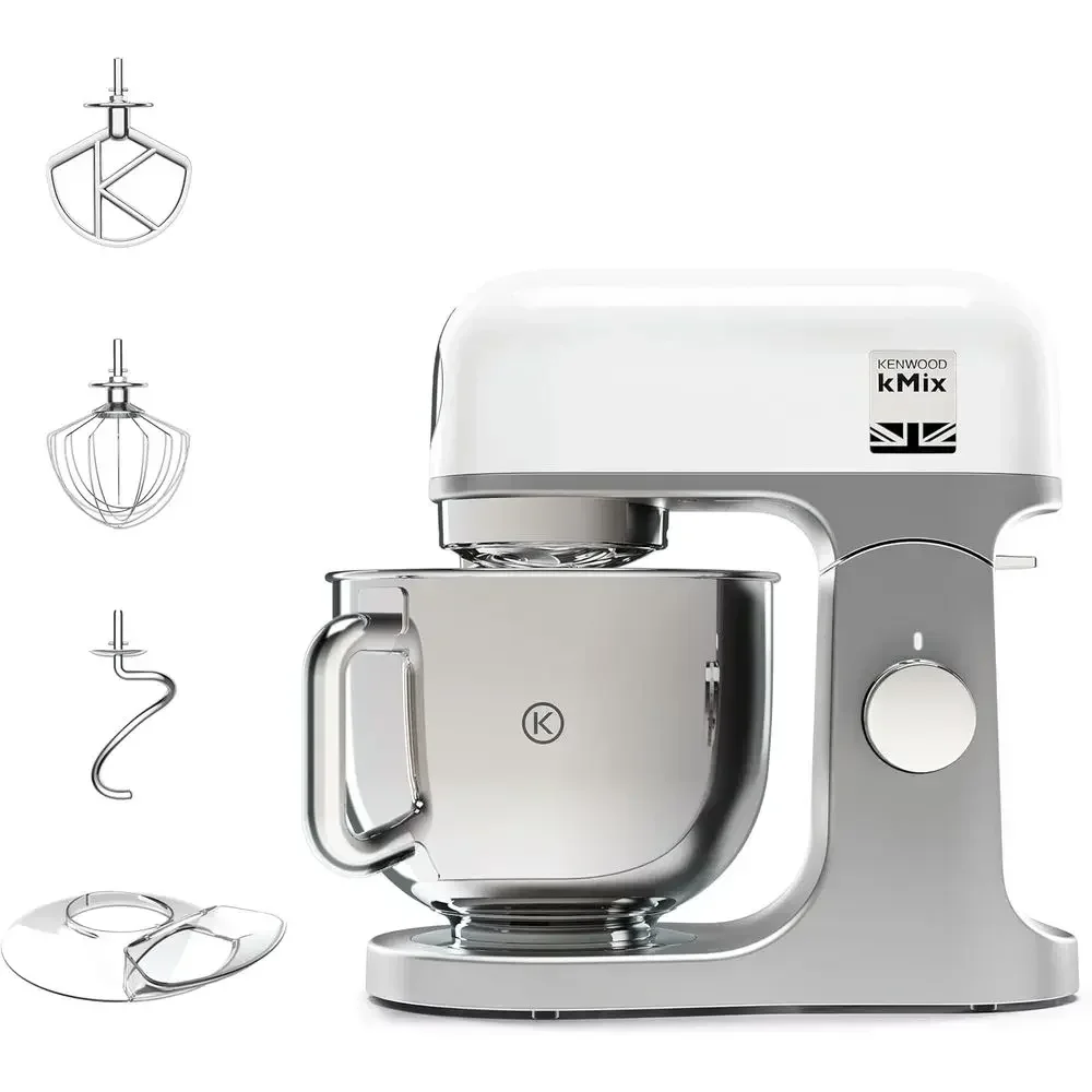 

KMX750WH KMIX Planetary Mixer with 5L Steel Handled Bowl, 3 Mixing Hooks, 1000W Power, Customizable with Over 20 Accessories Pur