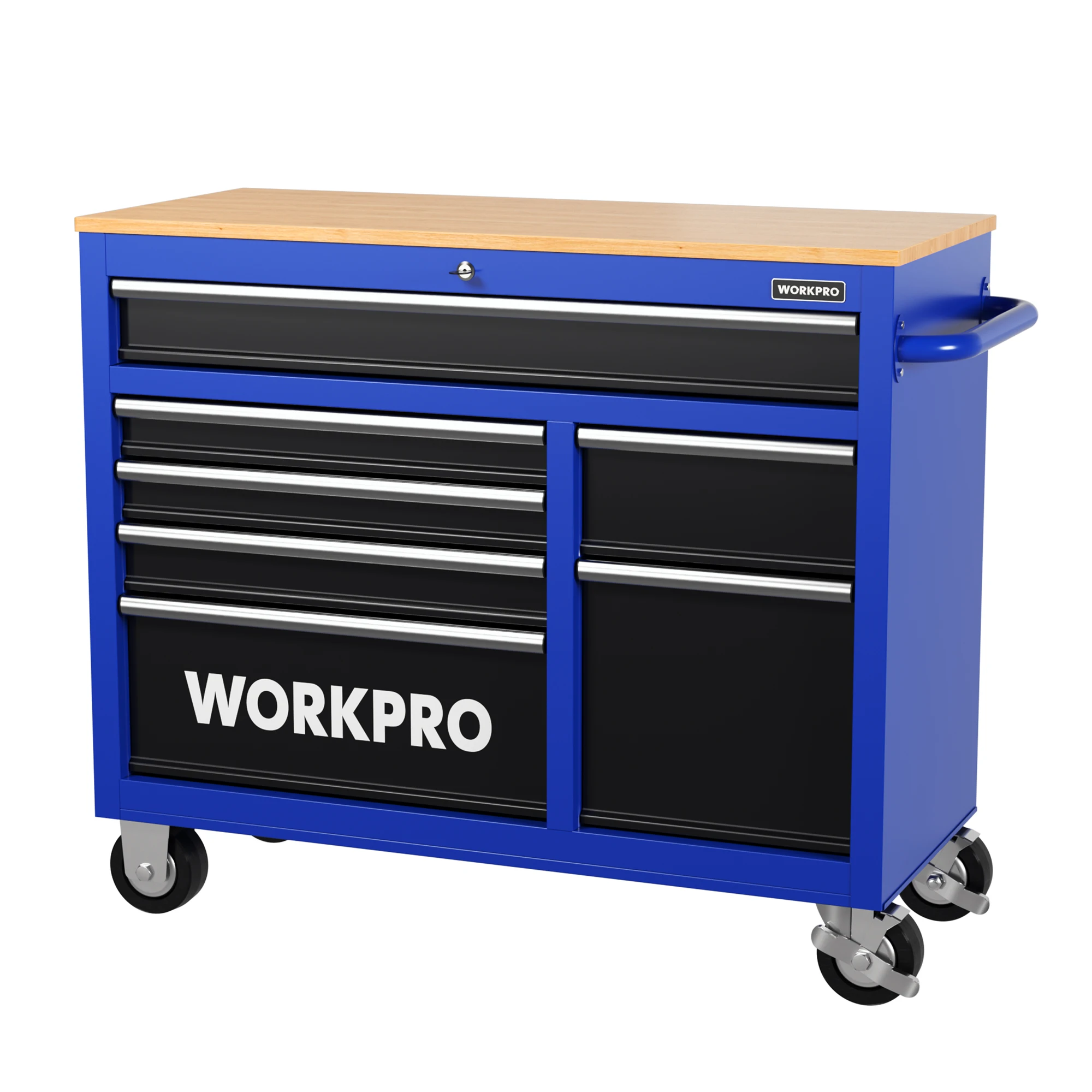 WORKPRO 42 inch 7 Drawer Rolling Tool Storage Cabinet Removable Tool Storage Cabinet Thickened Load-Bearing Tool Cabinet